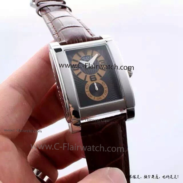 Stainless Steel Black Dial Rolex Cellini Prince Copy Watch 28mm